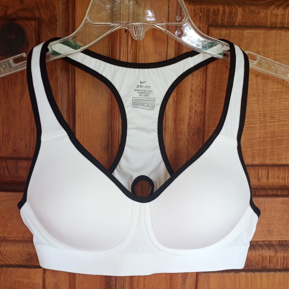Nike sports bra - white w/black trim     34A